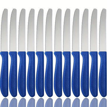 12pcs Stainless Steel Tomato & Dessert Knife Set – Multi-Functional Snack, Bread & Dining Knives with Sharp Blades, Dishwasher Safe