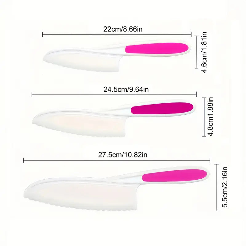 3pcs Kitchen Knife Set – Tomato, Snack & Ripple-Cut Breakfast Knives | Durable Bread Knives, Sharp Stainless Steel for Cooking & Party Use