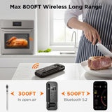 Digital meat thermometer with repeater display base