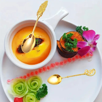 12Pcs Vintage Stainless Steel Coffee & Dessert Spoons – Elegant Boutique Tea, Fruit & Cake Spoons Set