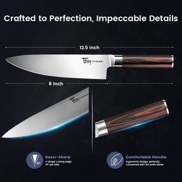 7-Piece Japanese Style Knife Set with Collapsible Block – High Carbon Steel Kitchen Knives