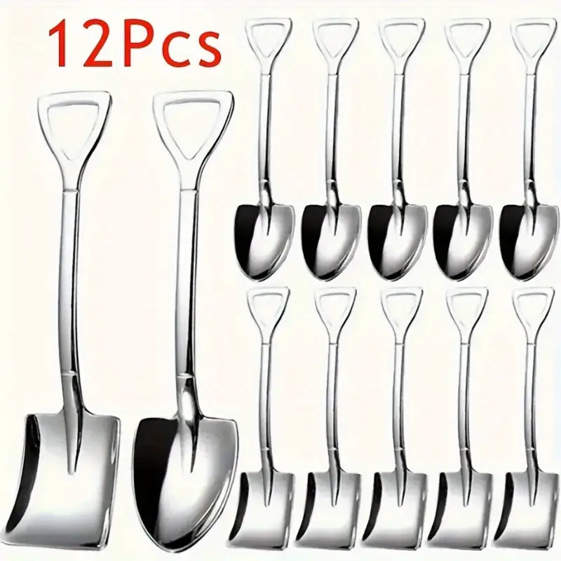 12pcs Creative Stainless Steel Watermelon Scoops - Dessert & Ice Cream Spoons - Food-Grade Durable Spoons for Home, Restaurant, Outdoor, and Special Occasions