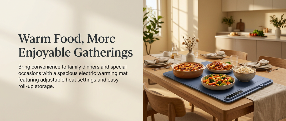 24 x 16 Inch Electric Food Warming Mat – 3-Level Temperature Control, Rollable Food Warmer for Kitchen & Dining