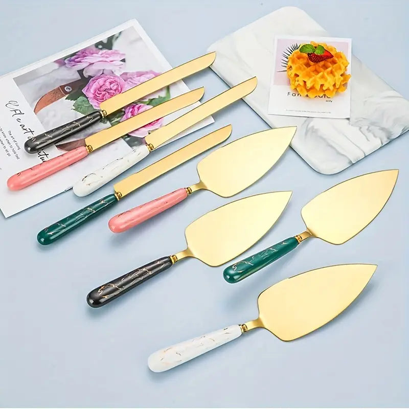 2pcs Stainless Steel Cake Spatula & Cheese Knife Set – Baking & Serving Tools for Weddings, Parties, and Festivals
