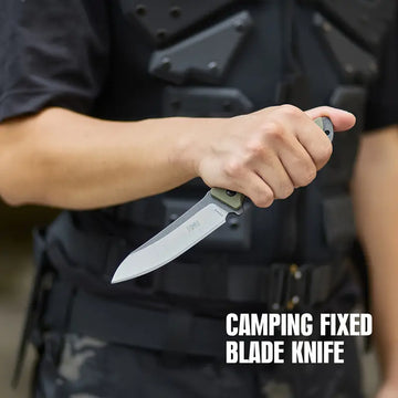 KHU Fixed Blade Hunting & Survival Knife – 420HC Steel with Nylon Plastic Handle and Kydex Sheath (27A) for Outdoor, Camping, and Hunting Gear