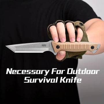 KHU 23A Stainless Steel Camping Knife – Durable Fixed Blade with Ergonomic Nylon Handle and Kydex Sheath, Khaki – Outdoor Adventures, Hunting, and Camping Gear
