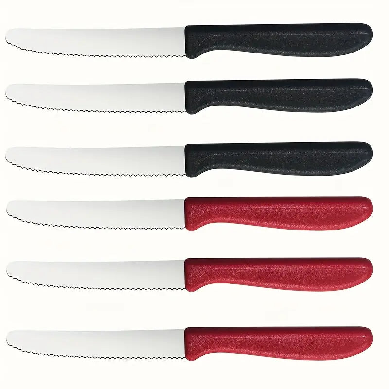 6pcs Tomato & Table Knife Set – Multifunctional Bread & Breakfast Knives with Serrated Edge | Sharp, Durable & Dishwasher Safe