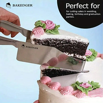 Ergonomic Stainless Steel Cake Knife & Slicer - Sharp Blade for Precise Slicing, Perfect for Weddings, Birthdays & Events
