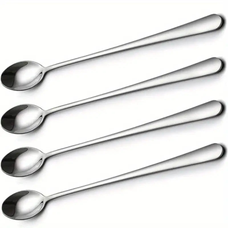 Stainless Steel Long Handle Spoons Set of 4 – 9" Extra Long Iced Tea, Coffee & Dessert Mixing Spoons
