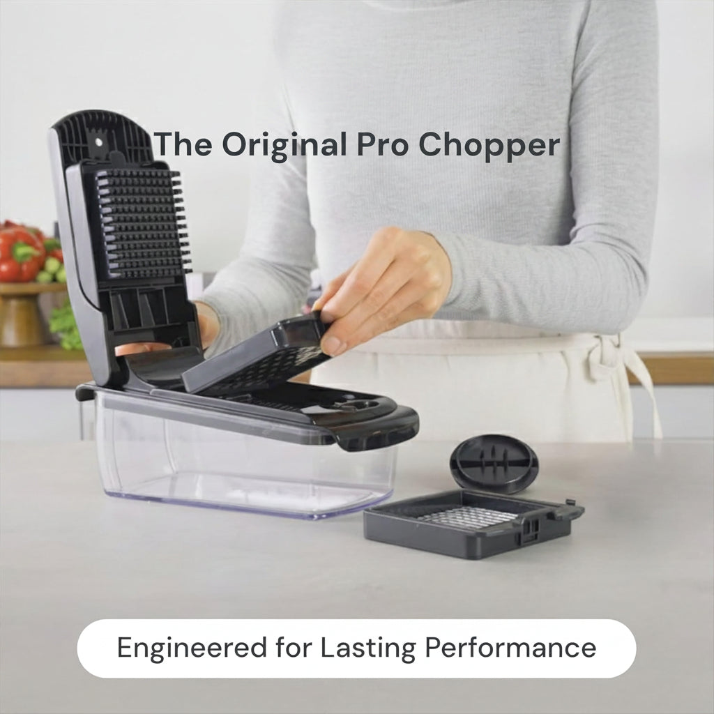 4-in-1 Stainless Steel Vegetable Chopper and Spiralizer with Container – Multifunction Food Cutter and Slicer for Fruits and Vegetables