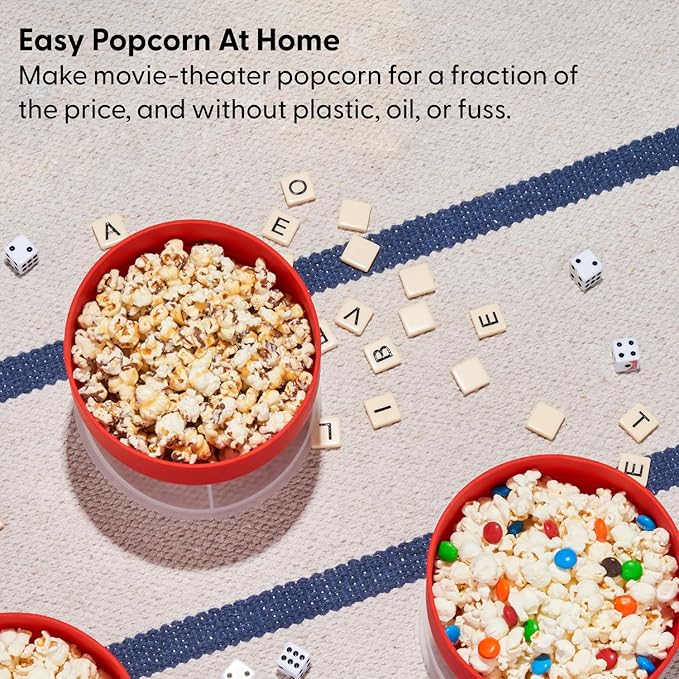 Microwave Silicone Popcorn Popper Maker – Collapsible BPA-Free Bowl with Built-In Measuring Lid, Eco-Friendly 9.3-Cup Capacity