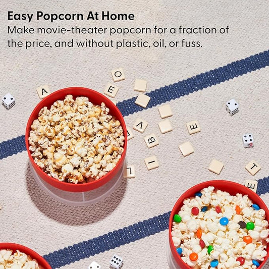 Microwave Silicone Popcorn Popper Maker – Collapsible BPA-Free Bowl with Built-In Measuring Lid, Eco-Friendly 9.3-Cup Capacity
