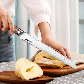 Huusk Professional 10.26 Inch Bread Knife – Japanese Serrated Edge with Pakka Wood Handle & Lifetime Warranty