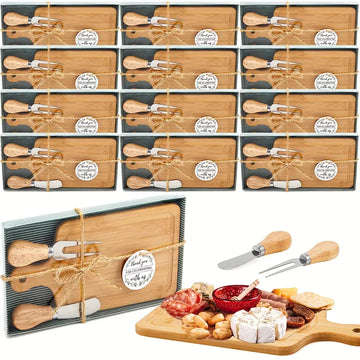 12-Piece Cheese Board Gift Set with Knives, Forks & Thank You Tags – Perfect for Bridal Showers, Weddings, and Housewarming