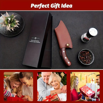 Viking Hand-Forged Meat Cleaver & Boning Knife – Full Tang Chef Knife with Sheath for Kitchen & Outdoor Cooking