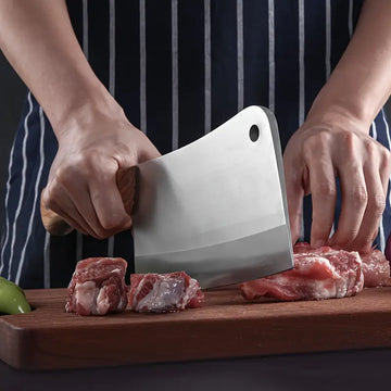 SHI BA ZI ZUO 8-Inch Heavy Duty Meat Cleaver Chef Knife - Full Tang, 40CR Stainless Steel, Rosewood Handle