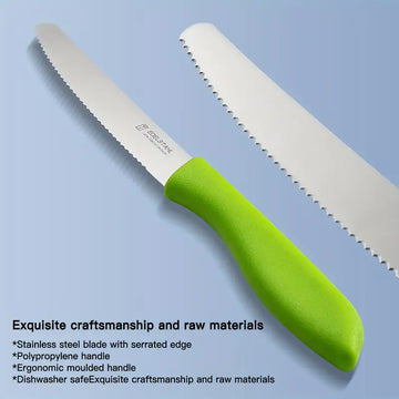 6pcs Steak Knife Set – Premium Stainless Steel Serrated Knives for Steak, Tomato & Bread | Multi-Functional, Dishwasher Safe, Colorful Handle