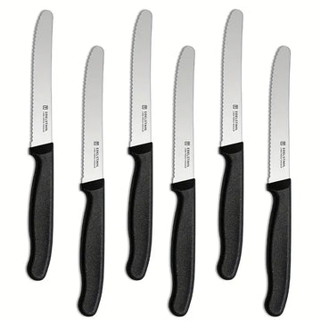6pcs Kitchen Knife Set – Tomato, Snack, Bread, Dessert & Steak Knives | Multi-Functional, Dishwasher Safe for Kitchen, Camping & BBQ