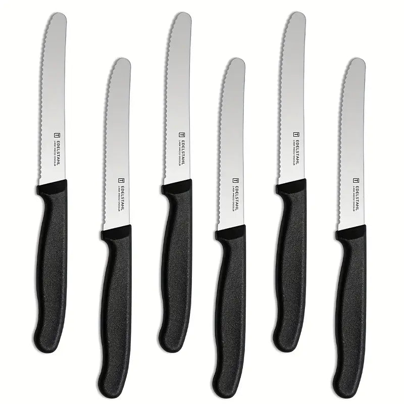 6pcs Stainless Steel Tomato & Steak Knife Set – Multi-Functional Snack, Bread & Dessert Knives, Dishwasher Safe