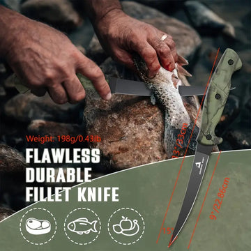 9-Inch Fillet & Boning Knife for Meat, Poultry, and Fishing with Protective Sheath & Non-Slip Ergonomic Handle