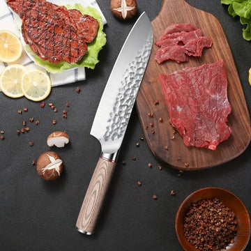 3-Piece Japanese Kitchen Knife Set – Chef & Santoku Knives with Wood Handles