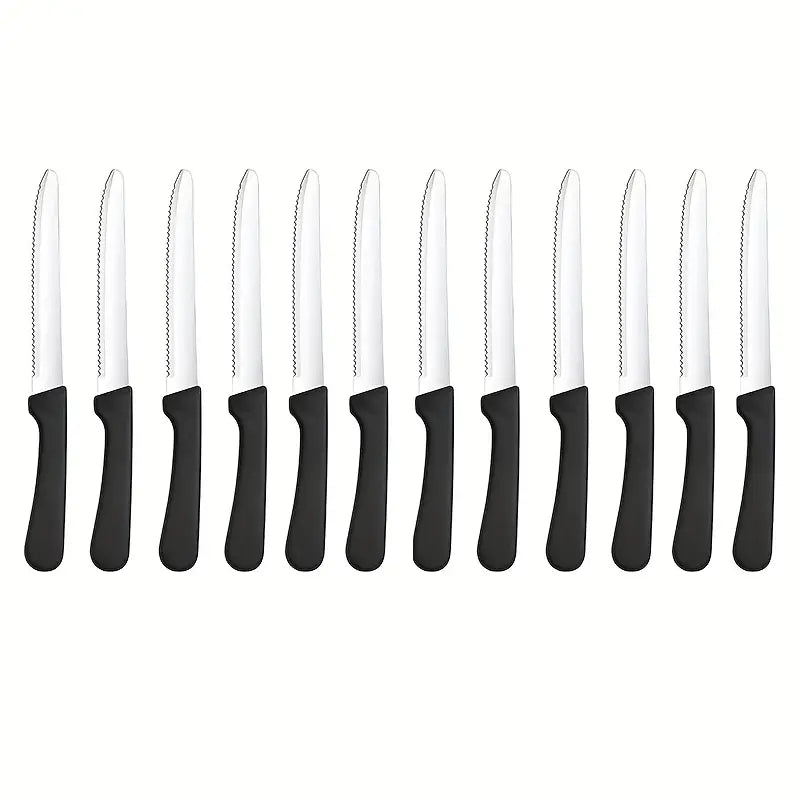 6/12pcs Stainless Steel Steak & Tomato Knife Set – Sharp, Durable Blades | Dishwasher Safe for Meat, Vegetables, Fruits & Bread | Ideal for Home, Restaurants & Outdoor Picnics