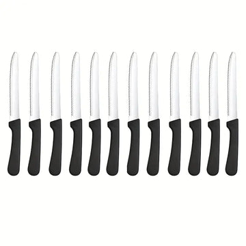 6/12pcs Stainless Steel Steak & Tomato Knife Set – Sharp, Durable Blades | Dishwasher Safe for Meat, Vegetables, Fruits & Bread | Ideal for Home, Restaurants & Outdoor Picnics
