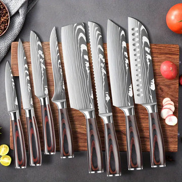Professional 4/8-Piece Chef Knife Set – High Carbon Stainless Steel with Ergonomic Pakkawood Handle