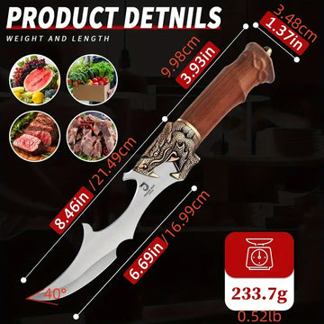 Professional Kitchen Meat Cleaver Knife – Premium Steel Butcher Knife for Meat & Vegetable Chopping with Leather Sheath