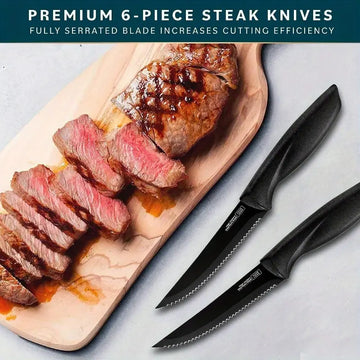 Home Hero 6-Piece Kitchen Knife Set – Stainless Steel Knives with Steak Knives, Chef's Knife, Bread Knife & More