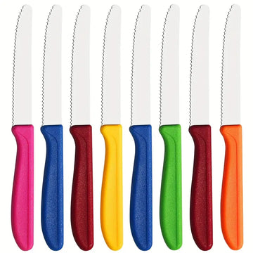 2/4/8pcs Stainless Steel Knife Set – Steak, Tomato, Dessert, Bread & Cheese Knives with Sharp Serrated Edge | Durable, Dishwasher Safe, Ideal for All-Season Use