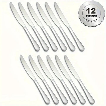 12pcs Stainless Steel Dinner Knife Set – Food-Grade, Mirror Polished, Dishwasher Safe, Perfect for Home, Restaurants & Parties