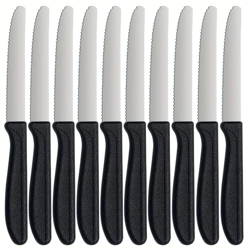 2/6/10pcs Stainless Steel Cutlery Knife Set – Serrated Bread, Cheese, Tomato & Snack Knives | Durable Tableware | Dishwasher Safe