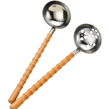 Stainless Steel Soup Spoon Set - 2pcs/1pc Creative Handle, Deep Ramen Spoon & Multifunctional Hot Pot Ladle with Strainer
