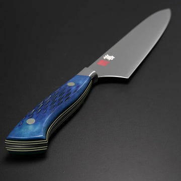 210mm Blue Jigged Bone Handle Chef's Knife with Saya Cover