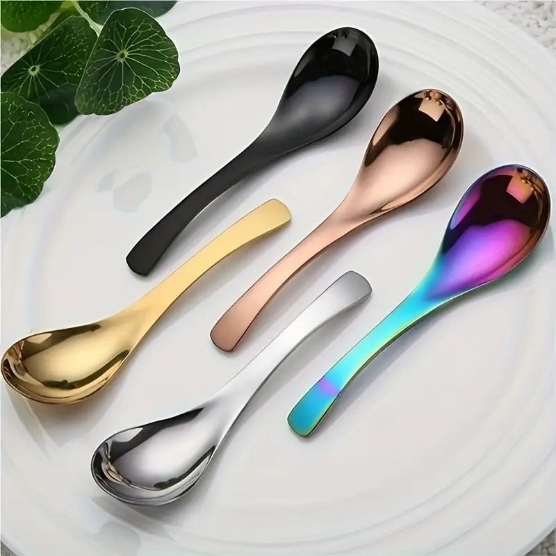 1/3/5PCS Stainless Steel Kitchen & Dessert Spoons – Soup, Coffee, Ice Cream, and Serving Spoon Set, Dishwasher Safe (Golden, 16.6cm / 6.5")