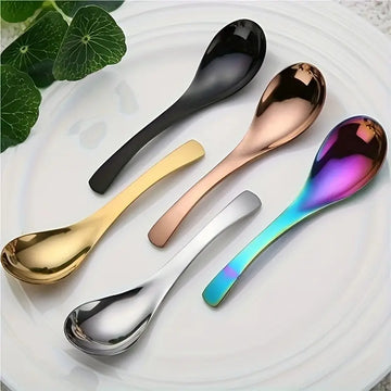 1/3/5PCS Stainless Steel Kitchen & Dessert Spoons – Soup, Coffee, Ice Cream, and Serving Spoon Set, Dishwasher Safe (Golden, 16.6cm / 6.5