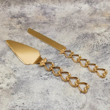 WINON Heart-Linked Cake & Pie Serving Set – 2PCS Elegant Metal Pastry Servers for Weddings & Special Occasions