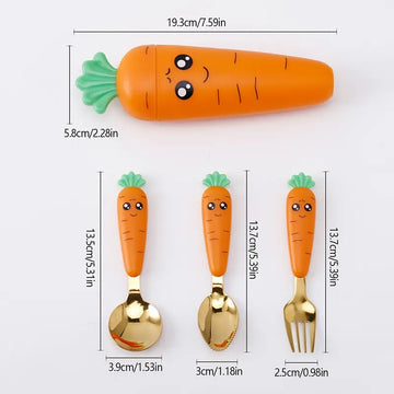 4-Piece Carrot-Shaped Travel Utensil Set | Stainless Steel Camping Cutlery