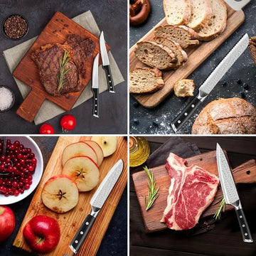 16-Piece German High-Carbon Stainless Steel Knife Set with Wooden Block & Manual Sharpener