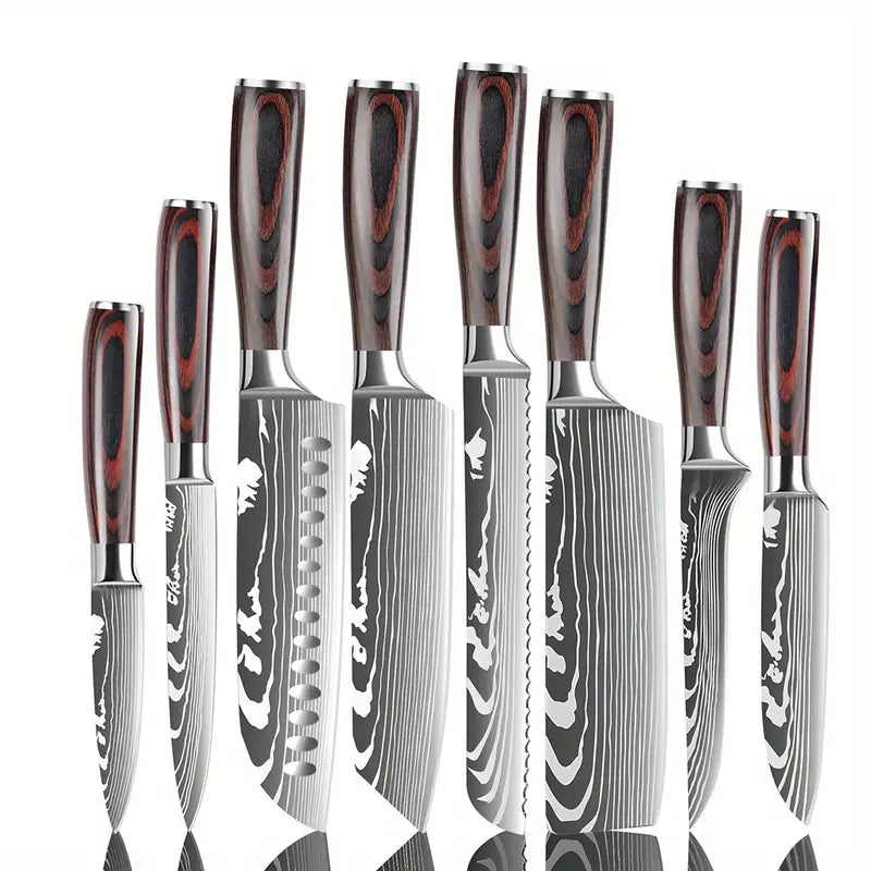 Professional 4/8-Piece Chef Knife Set – High Carbon Stainless Steel with Ergonomic Pakkawood Handle