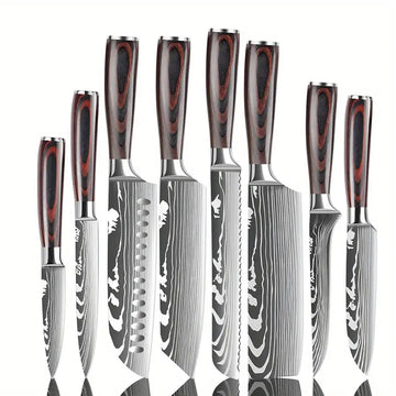 Professional 4/8-Piece Chef Knife Set – High Carbon Stainless Steel with Ergonomic Pakkawood Handle