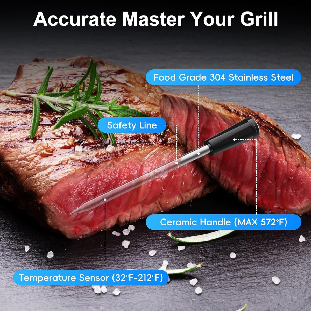 Wireless Bluetooth Meat Thermometer with Dual Probes | Smart Digital Cooking Thermometer for Grill, BBQ, Oven & Smoker