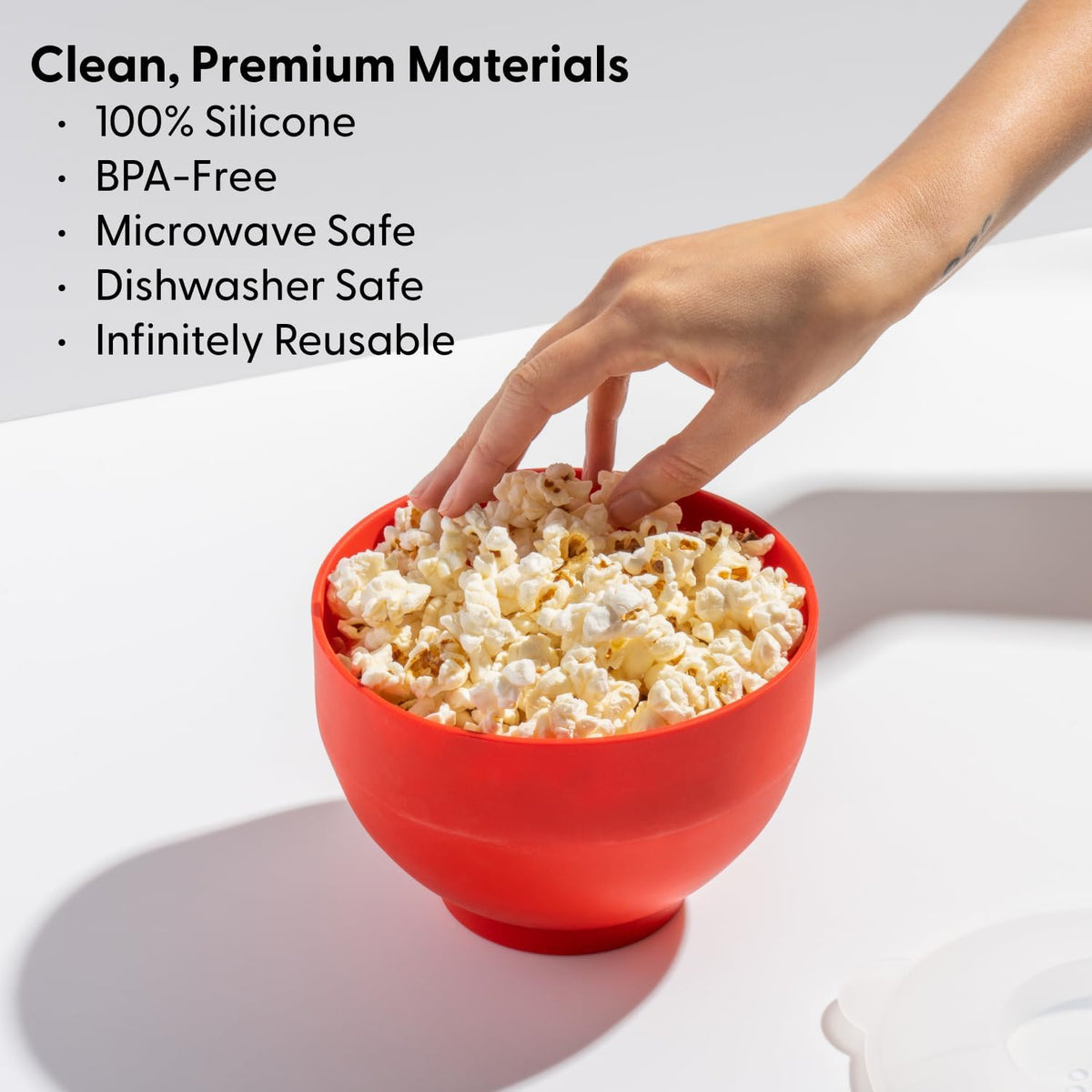 Microwave Silicone Popcorn Popper Maker – Collapsible BPA-Free Bowl with Built-In Measuring Lid, Eco-Friendly 9.3-Cup Capacity