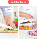 4-in-1 Stainless Steel Vegetable Chopper and Spiralizer with Container – Multifunction Food Cutter and Slicer for Fruits and Vegetables