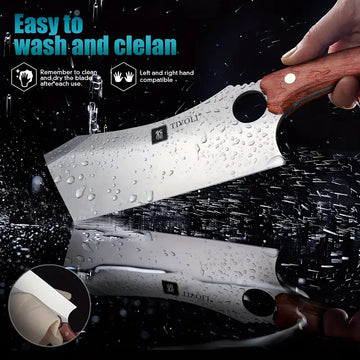 Hand-Forged Meat Cleaver Knife – Sharp Full Tang Kitchen & Outdoor Knife with Sheath