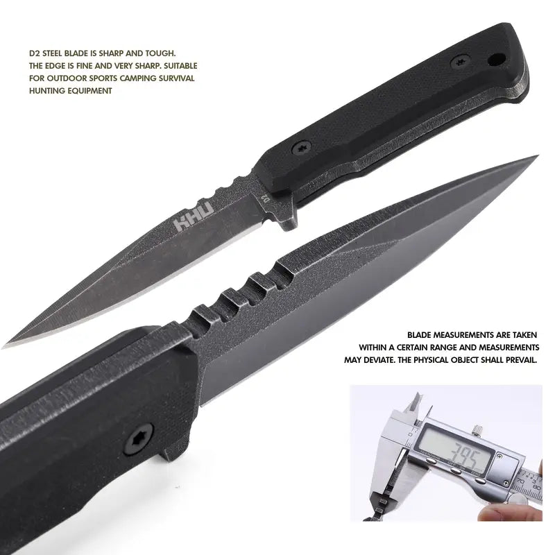 KHU Mini Fixed Blade EDC Pocket Knife – D2 Steel with G10 Handle and Kydex Sheath, Lightweight Survival & Camping Knife for Outdoor Adventures, Everyday Use, and Hunting