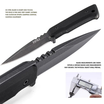 KHU Mini Fixed Blade EDC Pocket Knife – D2 Steel with G10 Handle and Kydex Sheath, Lightweight Survival & Camping Knife for Outdoor Adventures, Everyday Use, and Hunting