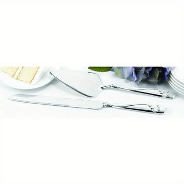 Graceful Heart Silver-Plated Wedding Cake & Knife Serving Set