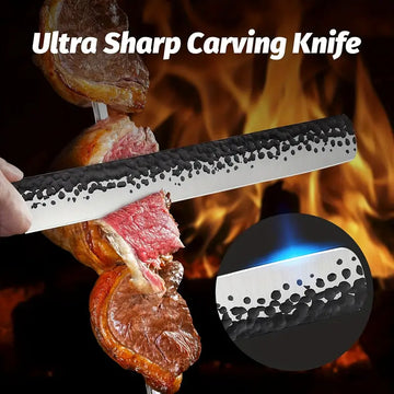 11 Inch Brisket Knife – Hand Forged Ultra Sharp Carving Knife with Wood Handle for BBQ & Roasts